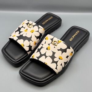 COACH Women's Florence "C" Mother's Day Lug-Sole Slip-On Slide Flat Sandals